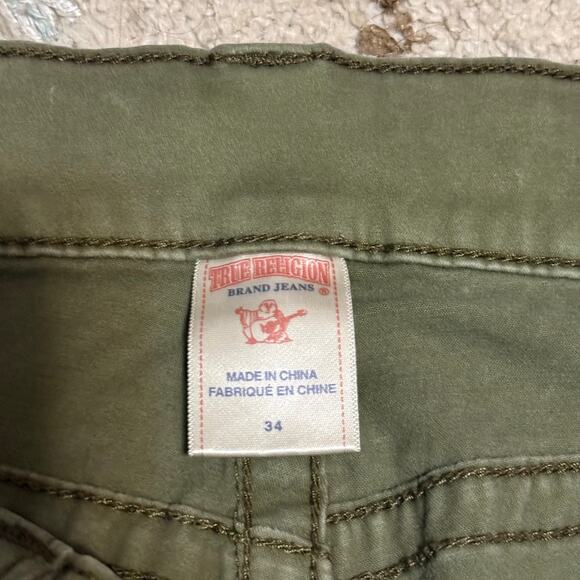True Religion Ricky Relaxed Straight Green Jeans Size 34x33 Y2K - Picture 5 of 5
